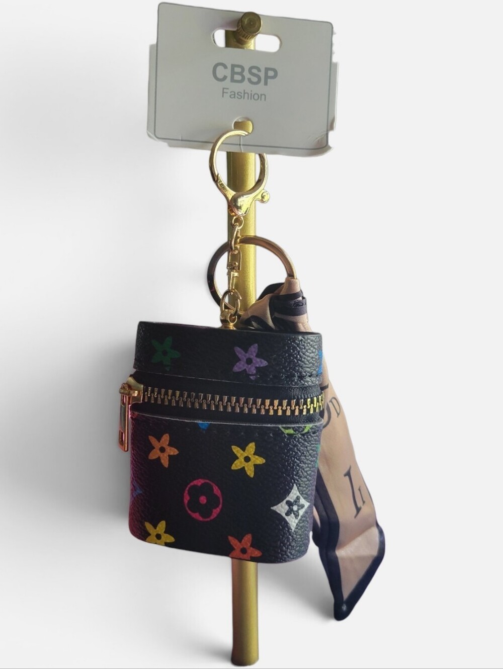 Black Multicolor Mini Keychain Bag